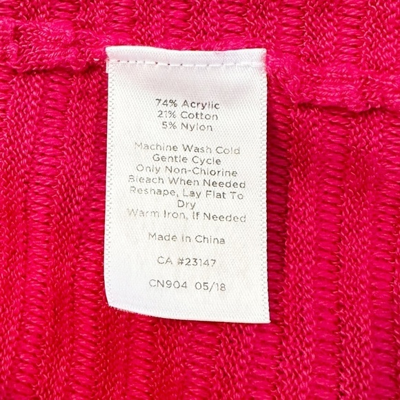 Talbots Open Front Ribbed Long Sleeve Pink Cardigan - Large - Picture 5 of 8